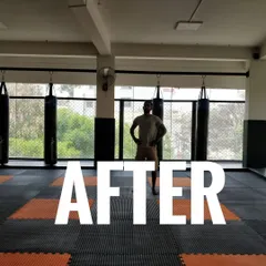 The 'after' shot of our gym space. We've built a clean, functional, and motivating environment for training in jiu jitsu, MMA, and Muay Thai.