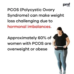 A comprehensive carousel on weight loss tips for women with PCOS. It explains that while hormonal imbalances make it challenging, focusing on nutrient-dense foods, PCOS-friendly exercises like yoga and strength training, and self-love can lead to success.
