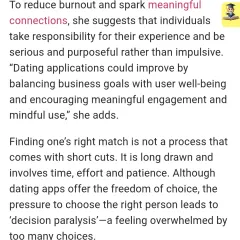 In this excerpt from my Happiest Health Magazine interview, I suggest that the key to reducing dating burnout is to be purposeful and take responsibility for your experience. It's about balancing business goals with user well-being.