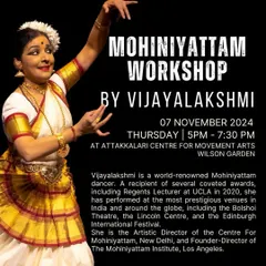 We were privileged to host a workshop with world renowned Mohiniyattam dancer Vijayalakshmi. These collaborations provide invaluable opportunities for our students to learn advanced techniques and theatrical nuances from a living master.
