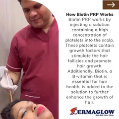 Here, we are administering a Biotin PRP injection. This targeted approach delivers growth factors directly to the hair follicles in the scalp, providing the essential nutrients needed to stimulate hair growth.