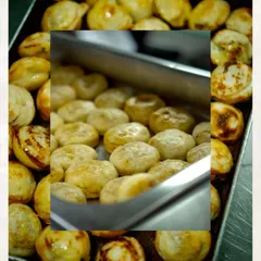 Another view of the Edamame Kachoris, a modern Indian twist on a classic snack.