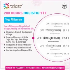 A poster for our 4-month Holistic YTTC, detailing the comprehensive yoga philosophy curriculum.