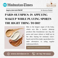 With the Paris Olympics in the spotlight, the Hindustan Times asked for my opinion on athletes wearing makeup during sports. I explained that heavy, oil-based products can clog pores, and recommended minimal, water-based, and oil-free makeup as a safer alternative for active individuals.