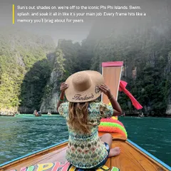 Sun's out, shades on, and we're off to the iconic Phi Phi islands. This is the kind of view that ends up on your vision board. My trips are about soaking it all in, making every moment a memory you'll brag about for years.