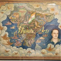 This unique painting envisions India's cultural richness alongside its future in science and innovation. Featuring a map of India with its diverse traditions and a symbolic portrait of Elon Musk, it represents our belief in blending timeless heritage with modern progress.