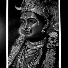 A hyper-realistic pencil drawing of Matarani. I spent 28 hours on this A3 piece, using fine-tipped pencils to capture the intricate details of her jewellery and serene expression.