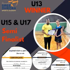 We are proud to showcase the success of our young talent, Gehna Bheemaiah. This graphic celebrates her victory as the U13 winner and a semi-finalist in the U15 & U17 categories at a recent Badminton Carnival Tournament.
