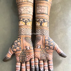 Your mehendi should be as unique as your love story. I had so much fun creating this custom design for a 'Friends' fan, featuring the iconic quote "You're the Chandler to my Monica," along with other personal elements that tell their story.