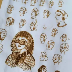 This is my practice sheet for portrait work. Before creating a final design, I sketch out different faces, expressions, and angles. This practice is essential for achieving realistic and beautiful figures in bridal mehndi.