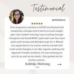 Kshitija started with small changes like regular walking and beginner-friendly workouts to lose her post-pregnancy weight. We tracked her activity and meals daily to ensure she stayed on the right path.