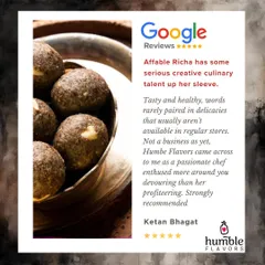 A wonderful 5-star review from Ketan Bhagat, who appreciated the combination of "tasty and healthy" in my creations. It's my passion to make delicacies that are both delicious and good for you.