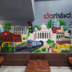 We brought the spirit of our city to life with this Bengaluru-themed collage for Luxar. The mural features iconic local landmarks like Vidhana Soudha, Namma Metro, and an auto-rickshaw, creating a piece full of local pride.
