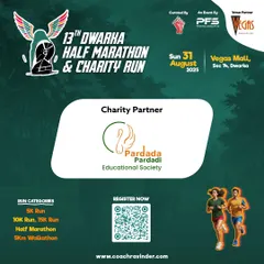 Another look at our charity partnership for the Dwarka Half Marathon, emphasizing our commitment to running for change and empowerment.