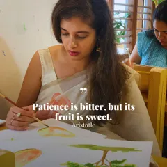 "Patience is bitter, but its fruit is sweet." We nurture not just technique but also the quiet discipline required for art. This image captures a student deep in focus, embracing the patient process of creation.