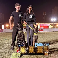 This is what it's all about. My partner Simran and I with our champions, Solan and Yugen, after excelling at the PSA Trials. This picture represents countless hours of dedication and proves the quality of our breeding and training.
