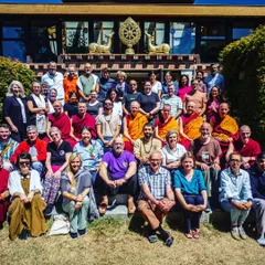 A group photo from our Lam-Rim silent retreat. Even in silence, a strong sense of community forms. Shared smiles and experiences create a bond and a supportive environment for the deep inner work we are all there to do.