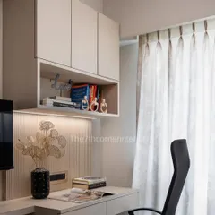 A dedicated study space is crucial for academic success. This custom study desk provides an organized and comfortable area for learning, complete with integrated lighting and storage.