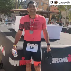 Another look at Gaurav, an official IRONMAN finisher. This is the result of a structured training plan covering swimming, cycling, and running.
