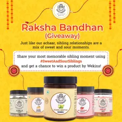 Our Raksha Bandhan giveaway celebrates the sweet and sour moments of sibling relationships. Share your memories for a chance to win a selection of our delicious achaars and candies.