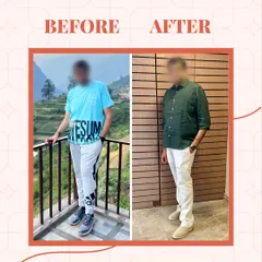 A client's before-and-after transformation. We moved from a casual t-shirt and joggers to a polished, professional look with a well-fitted shirt and trousers, instantly elevating his presence.