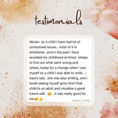 This powerful testimonial touches on healing childhood wounds. The student shares how our practice allowed them to revisit their inner child with a smile instead of sadness, visualizing a happy future. This is the deep emotional work that yoga makes possible.