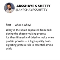 What exactly is whey protein? It's the liquid separated from milk during cheese-making, which is then filtered and dried. The result is a high-quality, fast-digesting protein powder rich in essential amino acids, making it excellent for recovery and meeting protein goals.