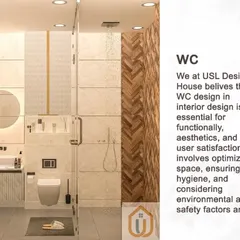A modern and clean bathroom design with a glass shower partition, a floating vanity with a backlit mirror, and a combination of tile and wood-textured walls.