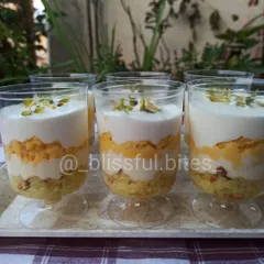 These Rasmalai dessert cups are perfect for parties, offering a unique Indian fusion flavour in a convenient single serving format.