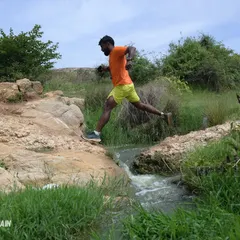 New month, same mission. An action shot of me leaping over a stream during a trail run. This is what running in nature is all about.