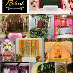 More Ganpati decoration ideas to inspire you. We can create unique themes like this crescent moon setup with stars, or traditional marigold hangings, all customized for your home.