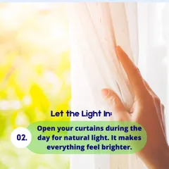 A simple yet powerful way to improve your home's energy is to let natural light in. Opening your curtains during the day makes everything feel brighter and helps to clear out stagnant, low-vibrational energy.