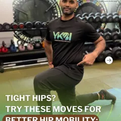 Tight hips can limit your movement and lead to discomfort. This image introduces simple but effective mobility moves, like this kneeling hip flexor stretch, to loosen up your hips and improve overall flexibility.