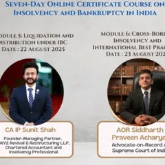 I was invited to deliver a lecture on 'Cross-Border Insolvency and International Best Practices' for a certificate course by Rajiv Gandhi National University of Law. This is a niche area of my practice.