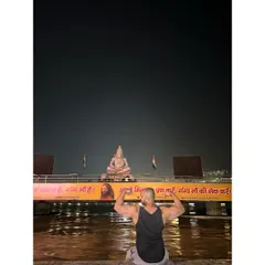 A moment of reverence at night in Rishikesh. Combining my passion for fitness with my spiritual journey.