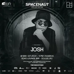 A personalized flyer for my set at the Spacenaut Open Air Festival, a premier techno event in Bangalore.