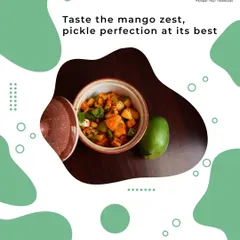 A closer look at the texture and colour of our mango pickle. Each piece of raw mango is perfectly preserved in a symphony of spices, a culinary masterpiece that connects generations.