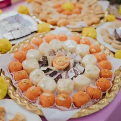No Indian celebration is complete without mithai. We set up this adorable 'Mithai Bar' with a variety of laddoos and barfis, because no one can eat just one!
