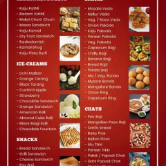 A look at our Snacks, Sweets, and Ice Creams menu. This section highlights our ability to cater to all tastes, with options ranging from Marwadi sweets and grilled sandwiches to a variety of ice creams and chaats.