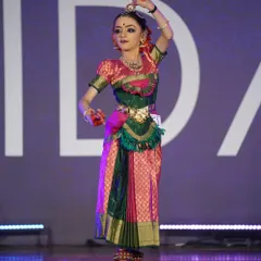 One of our talented sub-junior students in a classic Bharatanatyam pose. Her dedication was rewarded with a 1st place win at the competition.