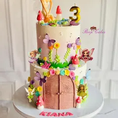 A sprinkle of magic and a dash of dreams. This enchanted fairy garden cake features a fairy door, tiny mushrooms, and whimsical fairy toppers, perfect for a magical birthday.