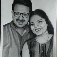 This is a finished A3 size graphite portrait of a smiling couple. My goal was to create a clean and classic piece that captures their personalities and can be displayed as a beautiful memory in their home.