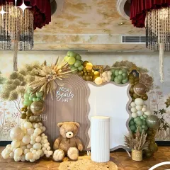This boho baby shower was a dream to create, with a trendy "We Can Bearly Wait" theme. I used a palette of soft greens and browns, pampas grass, and of course, a giant cuddly teddy bear to create a warm, stylish, and picture-perfect setting for the mom-to-be.