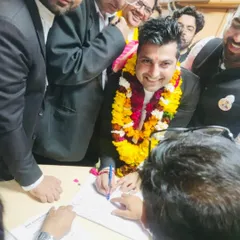 Officially signing my nomination papers, surrounded by the encouragement of my colleagues. I am committed to serving the legal fraternity with integrity.