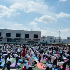 We prioritize the well-being of our students through practices like yoga and mindfulness. This image captures one of our mass yoga sessions, where hundreds of students come together to enhance their focus, build physical strength, and find inner balance, skills that support them both in and out of the classroom.
