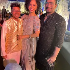 Pictured here with my core team after a successful destination wedding sangeet in Jaipur. A successful show is always a team effort, and I am grateful for their hard work and dedication.