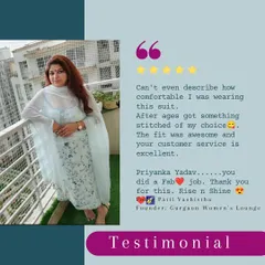 "The fit was awesome and your customer service is excellent." Feedback like this from a happy client in her custom-stitched suit means the world to me.