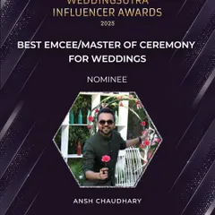 Being nominated for the 'Best Emcee/Master of Ceremony' by WeddingSutra is a huge honor. It's a reminder of the trust my clients place in me to make their most important days unforgettable.