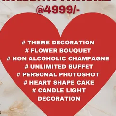 My Couple Special Romantic Package is perfect for birthdays or anniversaries. It includes private cabin decoration, an unlimited buffet, a personal photoshoot, a heart-shaped cake, and more for an intimate celebration.
