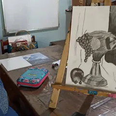 A teen student's still life sketch of fruits in a bowl, completed during my sketching and shading course. This is a classic exercise for understanding composition and form.